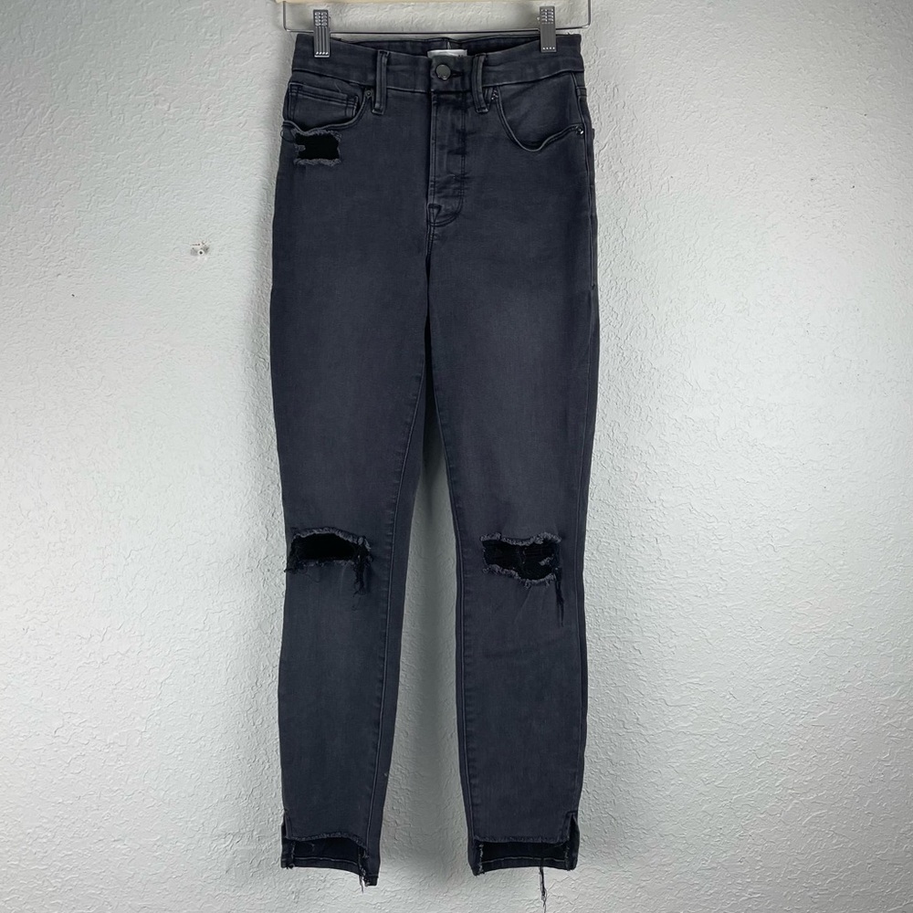 Good American Good‎ Legs Jeans 2/26 Ripped Hem